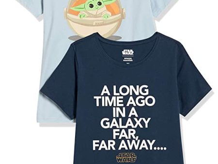 Amazon Essentials Disney, Marvel, Star Wars, Princess Camisetas de Manga Corta y Cuello Redondo (Disponibles en Tallas, Pack de 2, Star Wars La Fuerza, 6XL Grande Cheap